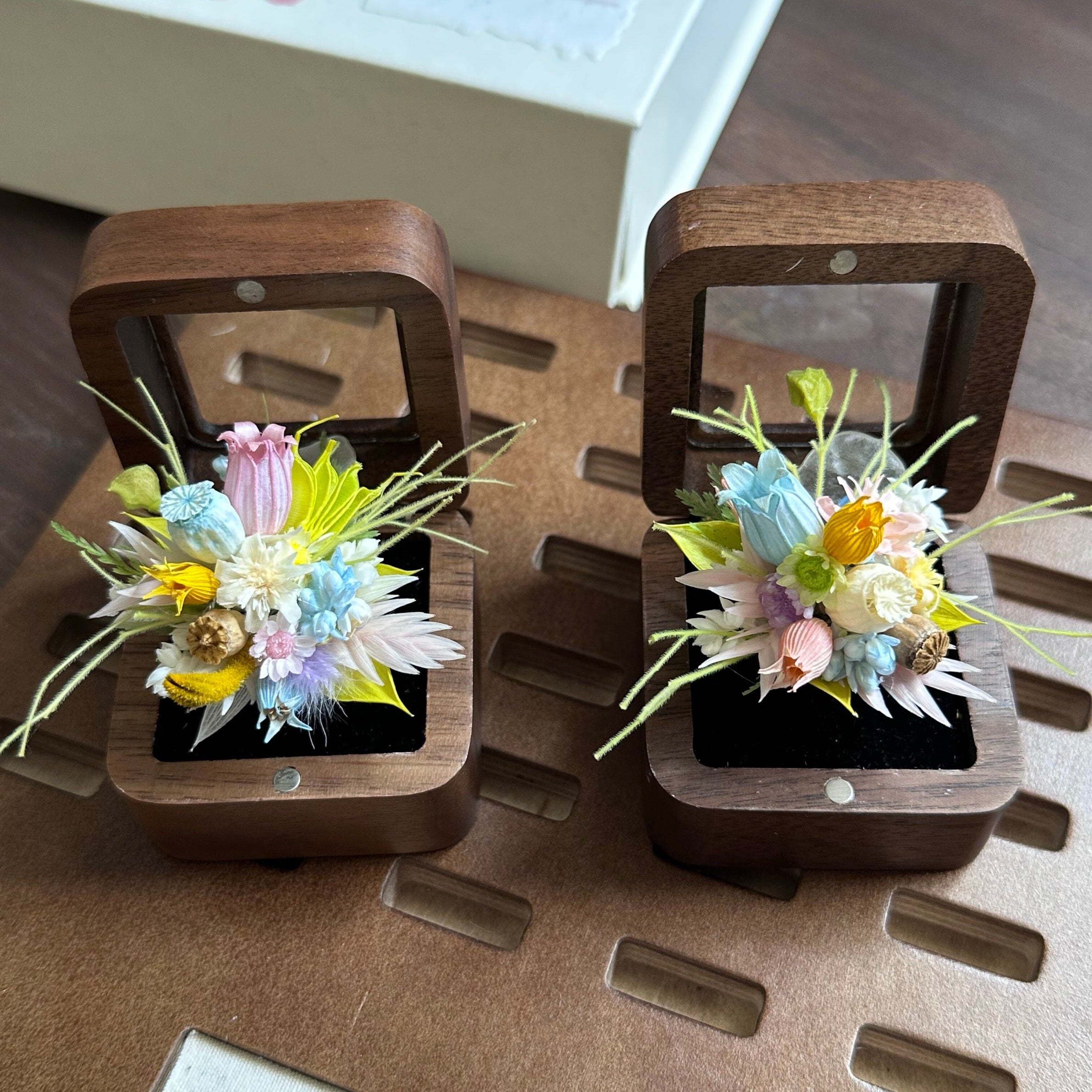 Handmade Preserved Flower Rings-Pastelle
