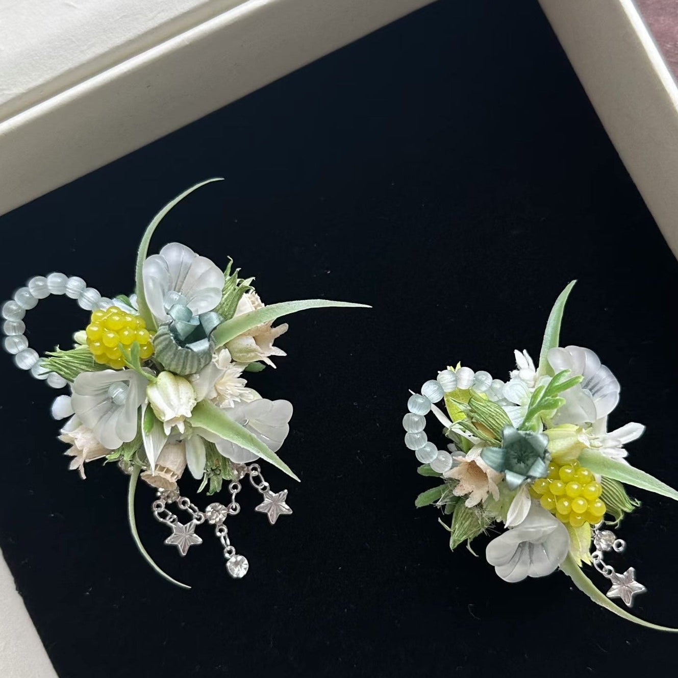 Handmade Preserved Flower Rings-Mist & Leaf