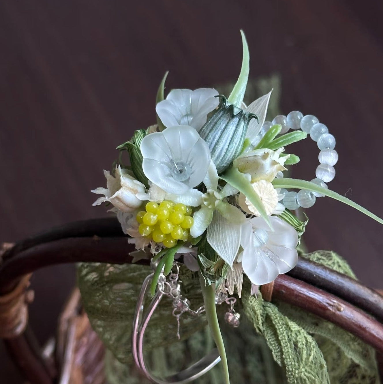 Handmade Preserved Flower Rings-Mist & Leaf