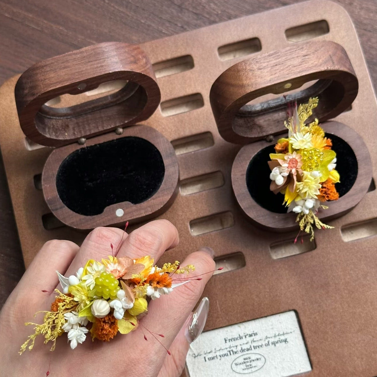 Handmade Preserved Flower Rings-Autumn Kiss