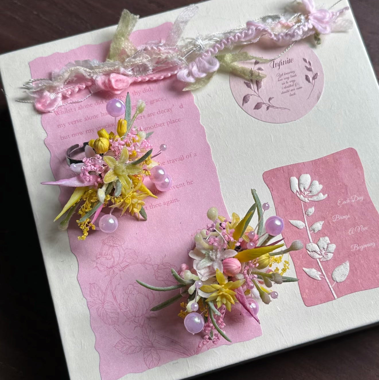 Handmade Preserved Flower Rings-Pink Dream
