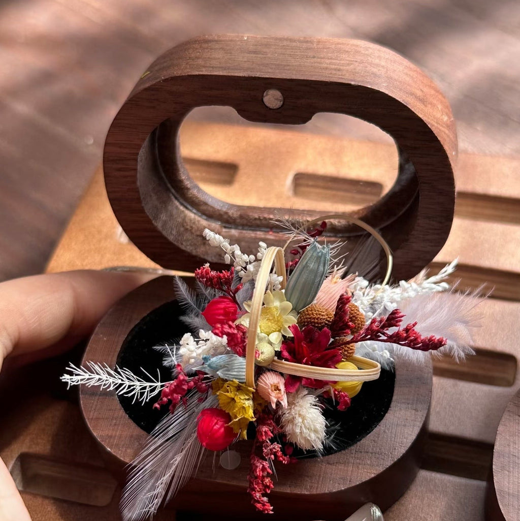 Handmade Preserved Flower Rings-Crimson Weave