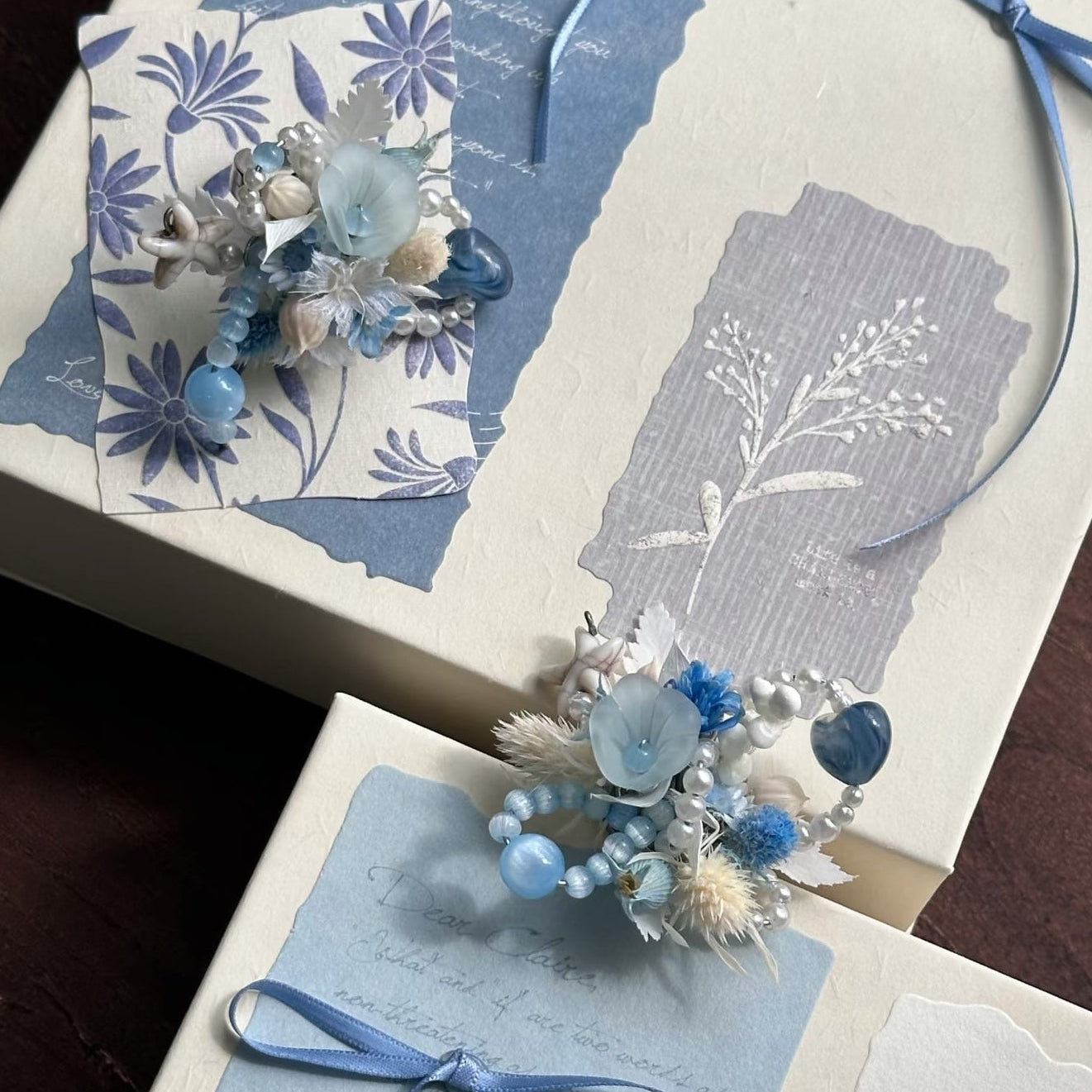 Handmade Preserved Flower Rings-Seabreeze