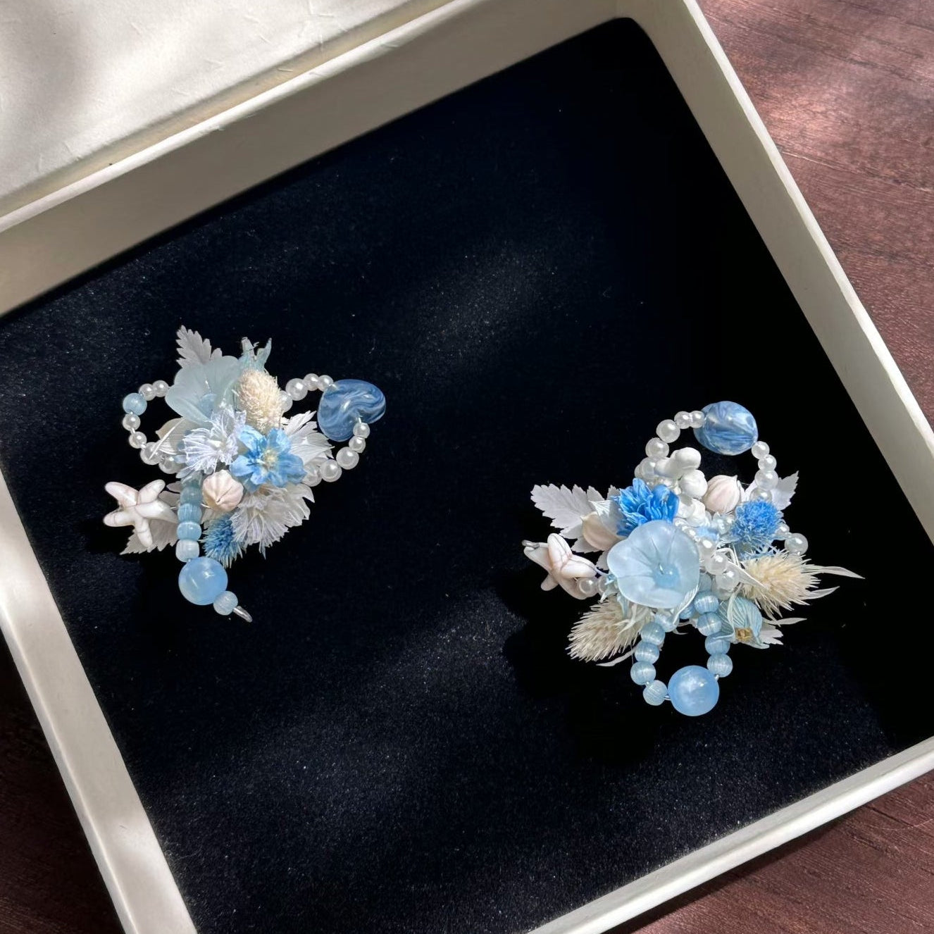 Handmade Preserved Flower Rings-Seabreeze