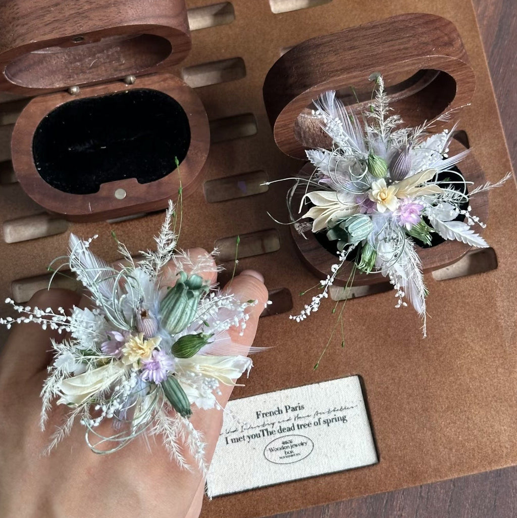 Handmade Preserved Flower Rings-Feather Bloom