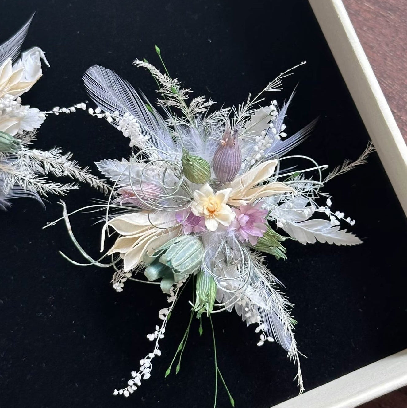 Handmade Preserved Flower Rings-Feather Bloom