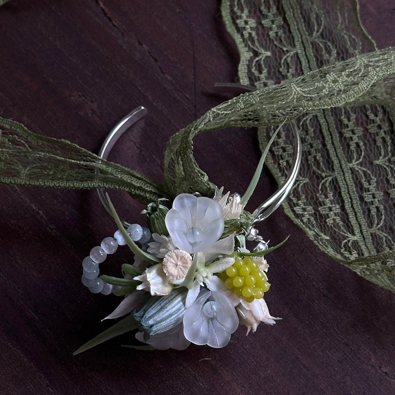 Handmade Preserved Flower Rings-Mist & Leaf