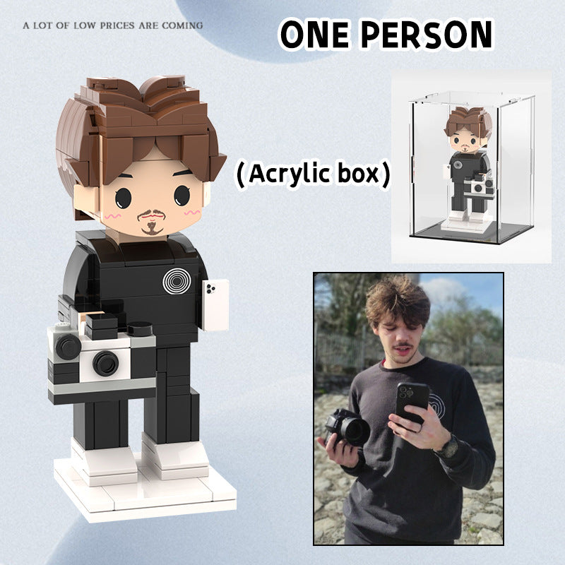 Custom Photo Brick Minifigure (Includes Acrylic Display Case)