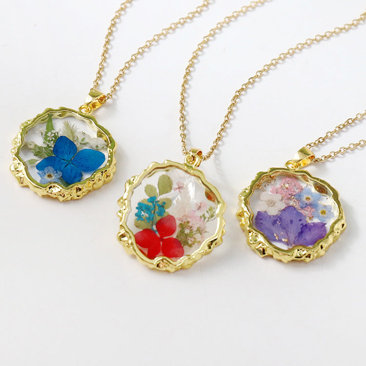 Birth Flower Necklace Boho dried flower necklace gift