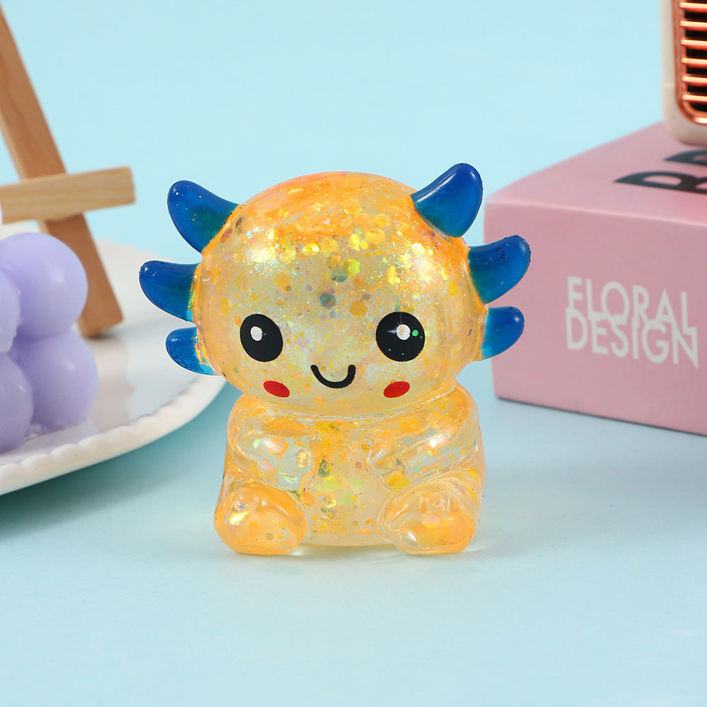 Maltose Glitter Salamander Axolotl squishy Toy stress relief toy-6pack