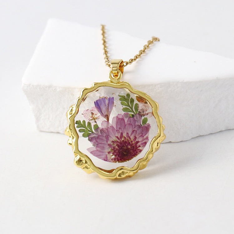 Birth Flower Necklace Boho dried flower necklace gift