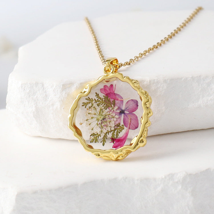 Birth Flower Necklace Boho dried flower necklace gift