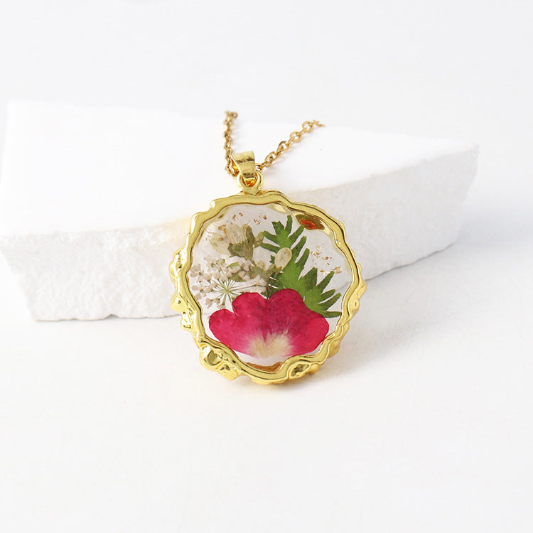Birth Flower Necklace Boho dried flower necklace gift