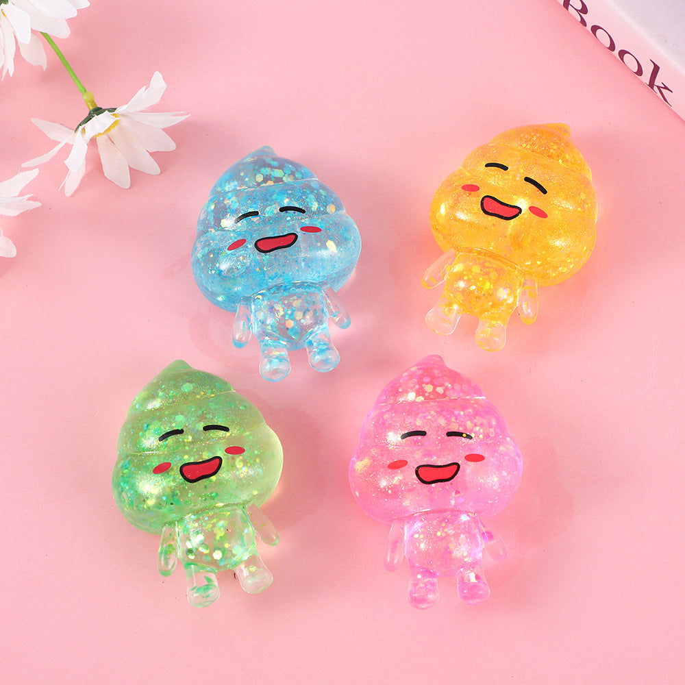 Maltose Glitter smiley Poop squishy Toy-4pack