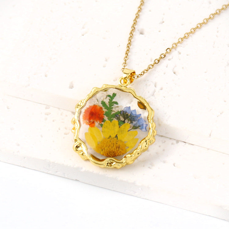 Birth Flower Necklace Boho dried flower necklace gift