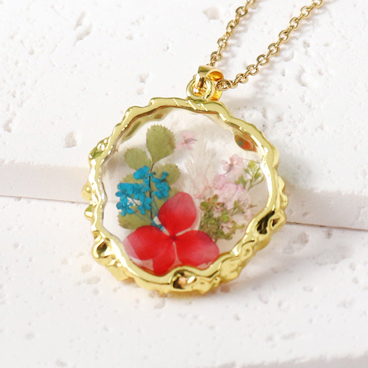 Birth Flower Necklace Boho dried flower necklace gift