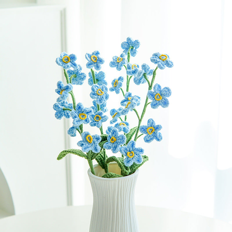 Hand-crocheted forget-me-not flower bouquets