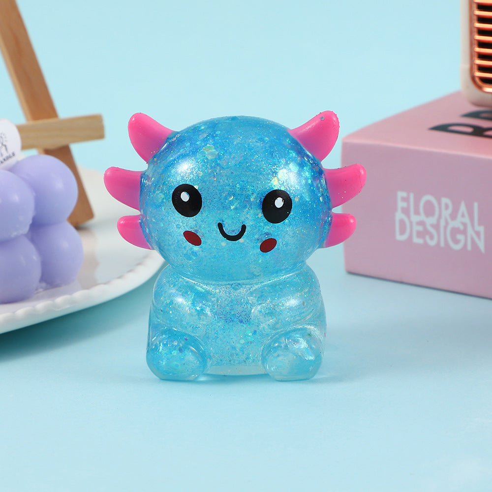 Maltose Glitter Salamander Axolotl squishy Toy stress relief toy-6pack