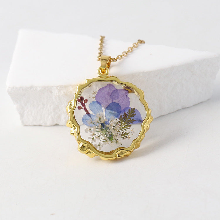 Birth Flower Necklace Boho dried flower necklace gift