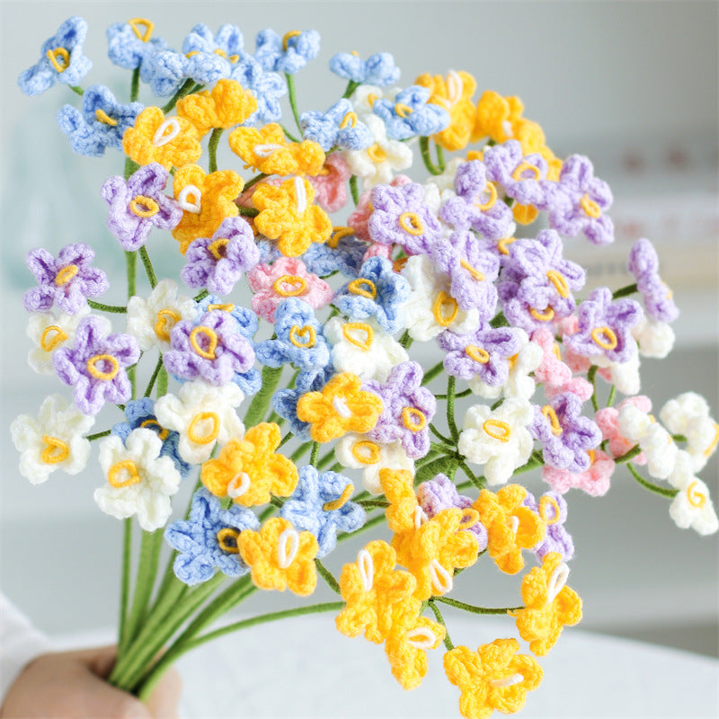 Hand-crocheted forget-me-not flower bouquets