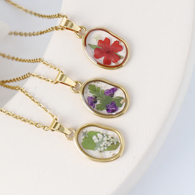 Dried Flower Necklace Boho flower necklace gift