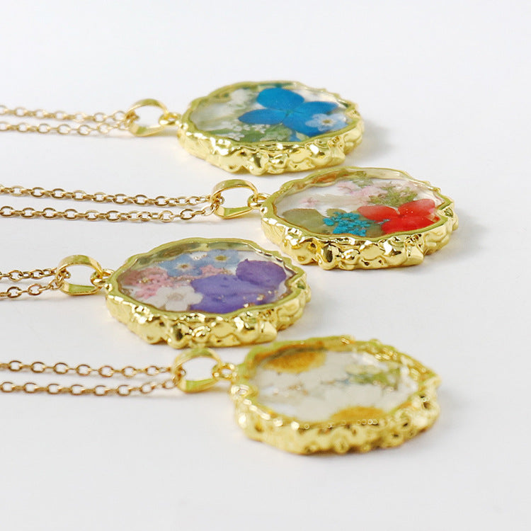 Birth Flower Necklace Boho dried flower necklace gift