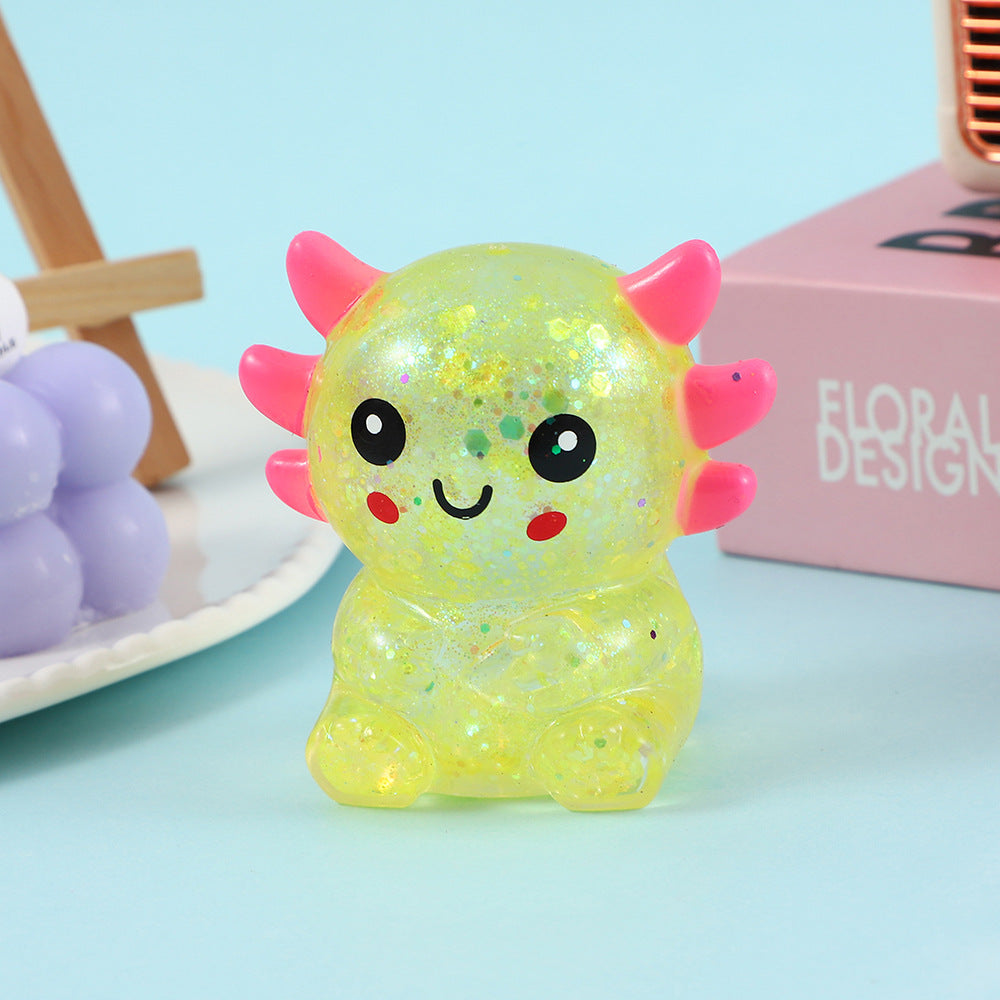 Maltose Glitter Salamander Axolotl squishy Toy stress relief toy-6pack
