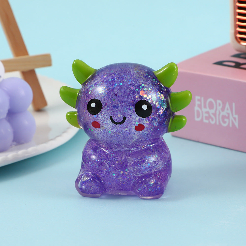 Maltose Glitter Salamander Axolotl squishy Toy stress relief toy-6pack