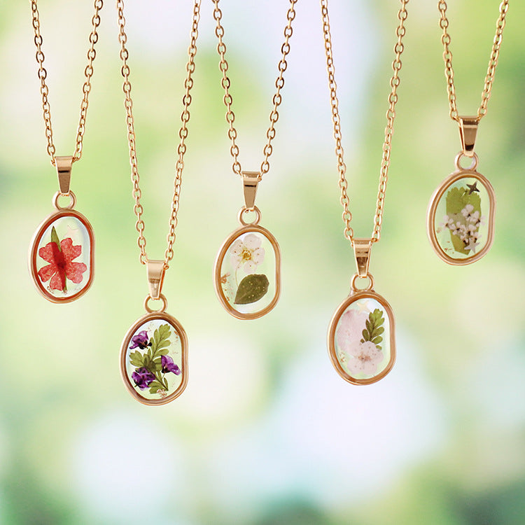 Dried Flower Necklace Boho flower necklace gift