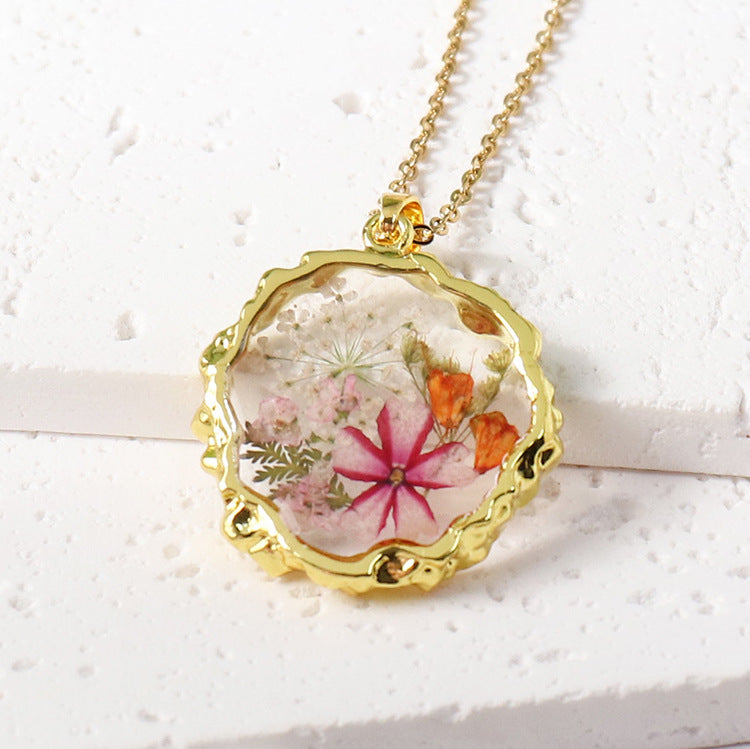Birth Flower Necklace Boho dried flower necklace gift