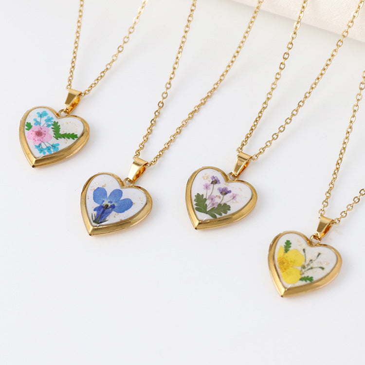 Birth Flower Heart Photo Box necklace creative gifts