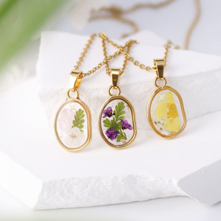 Dried Flower Necklace Boho flower necklace gift