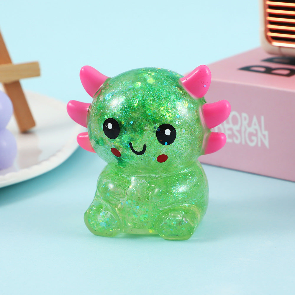 Maltose Glitter Salamander Axolotl squishy Toy stress relief toy-6pack