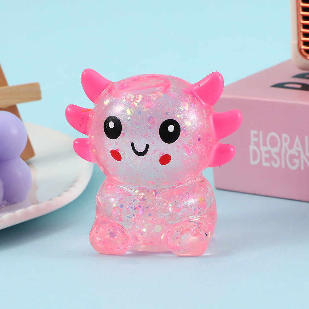 Maltose Glitter Salamander Axolotl squishy Toy stress relief toy-6pack