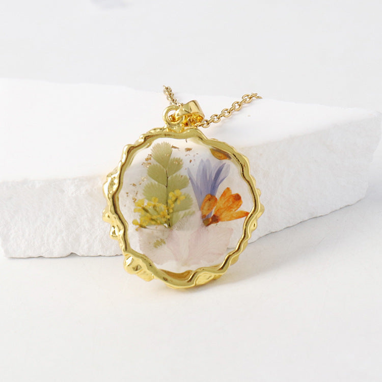 Birth Flower Necklace Boho dried flower necklace gift