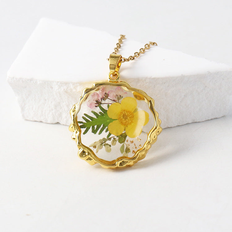 Birth Flower Necklace Boho dried flower necklace gift