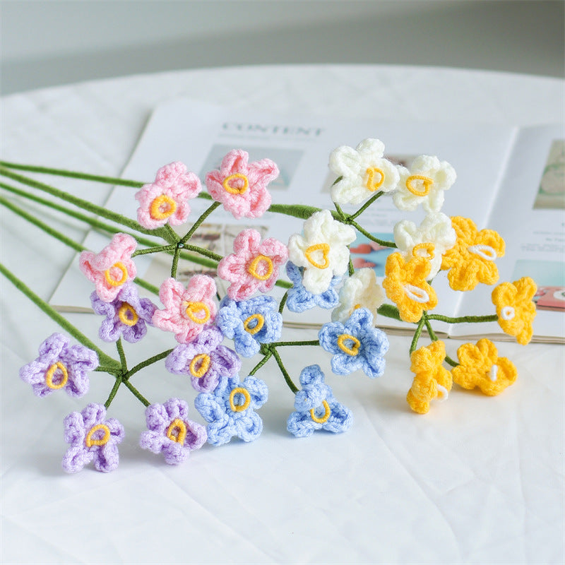 Hand-crocheted forget-me-not flower bouquets