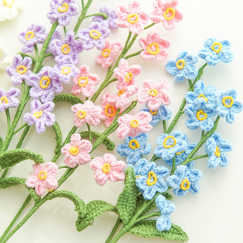 Hand-crocheted forget-me-not flower bouquets