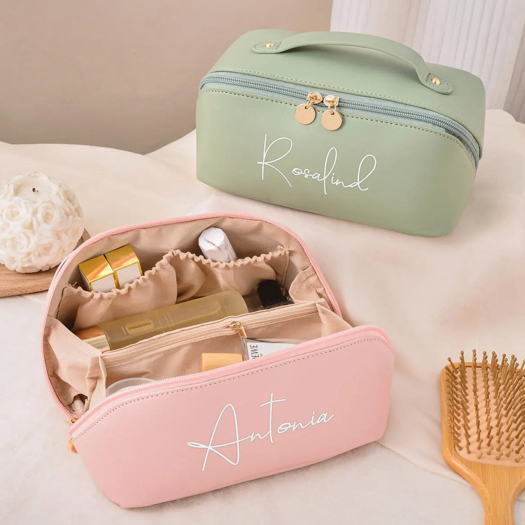Personalized Embroidered Leather Cosmetic Bag gift for Women