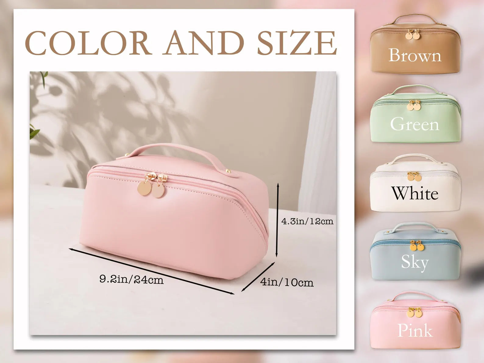 Personalized Embroidered Leather Cosmetic Bag gift for Women
