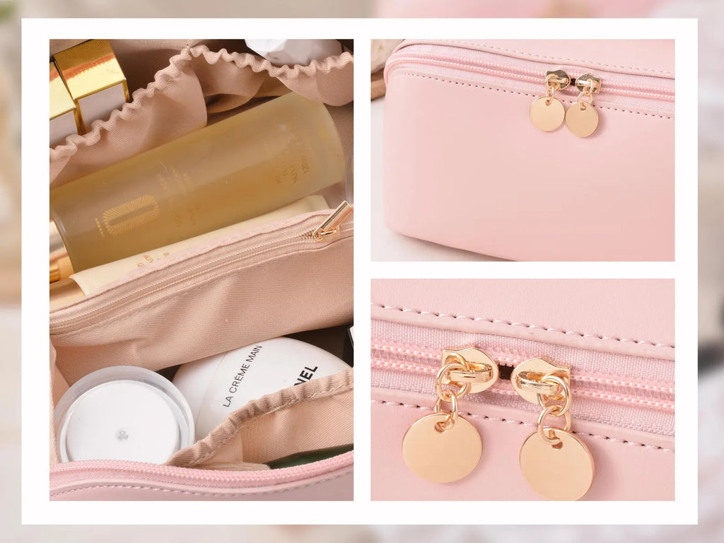 Personalized Embroidered Leather Cosmetic Bag gift for Women