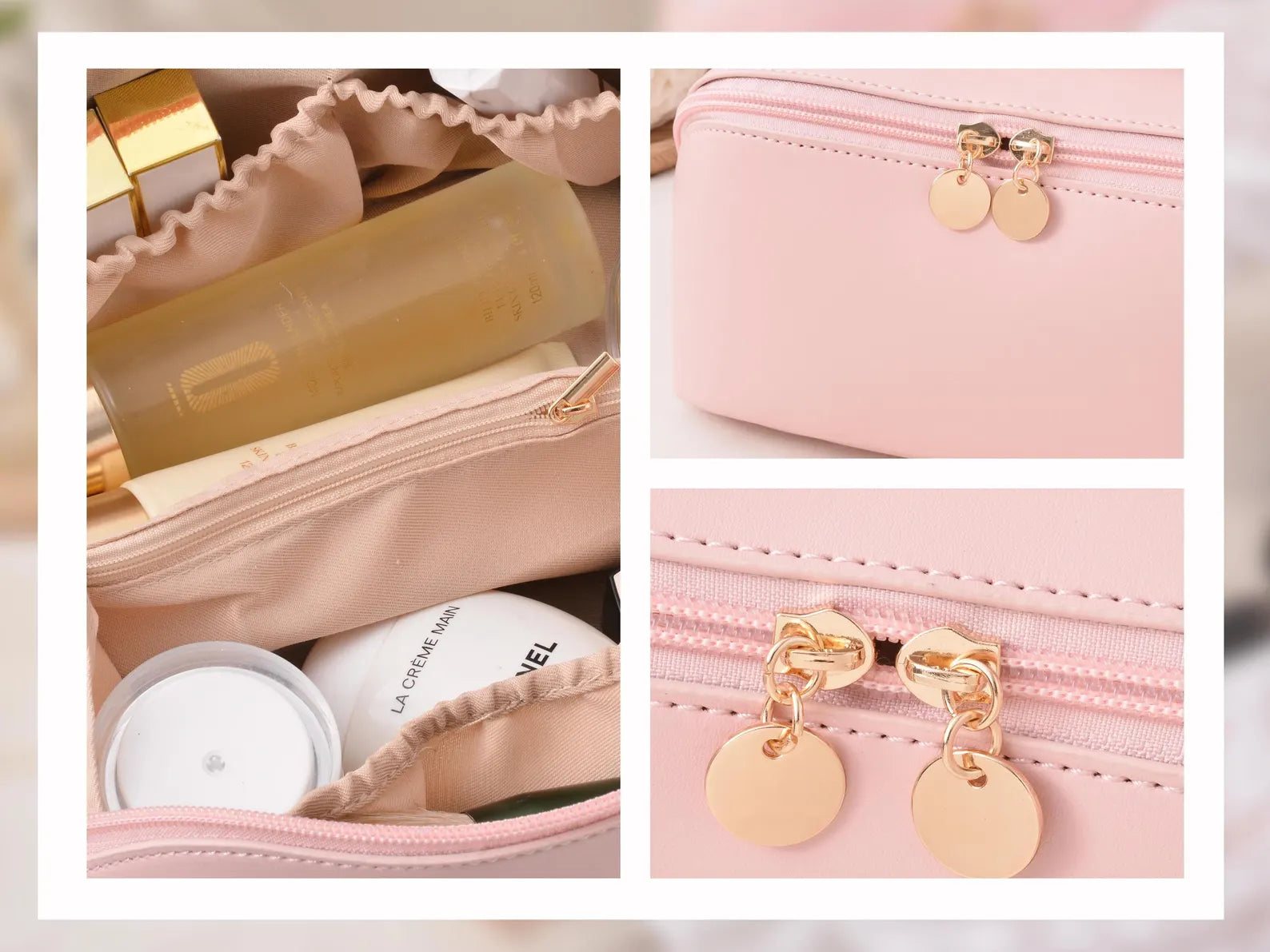 Personalized Embroidered Leather Cosmetic Bag gift for Women