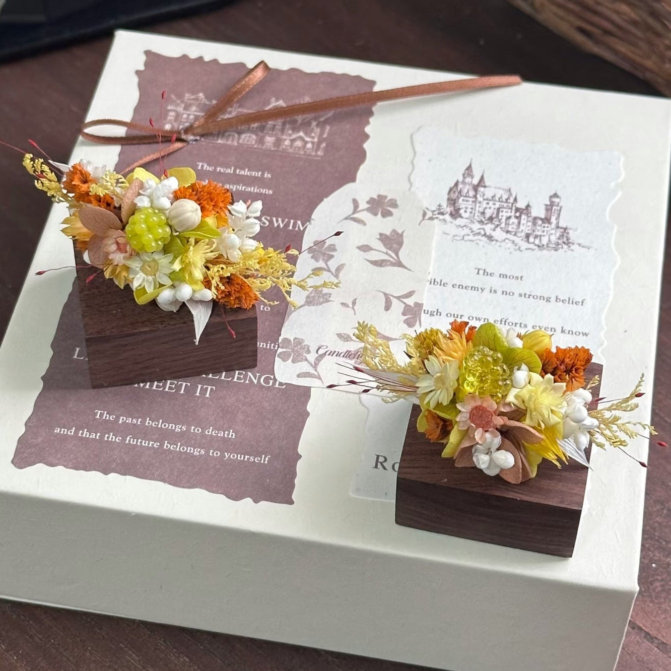 Handmade Preserved Flower Rings-Autumn Kiss