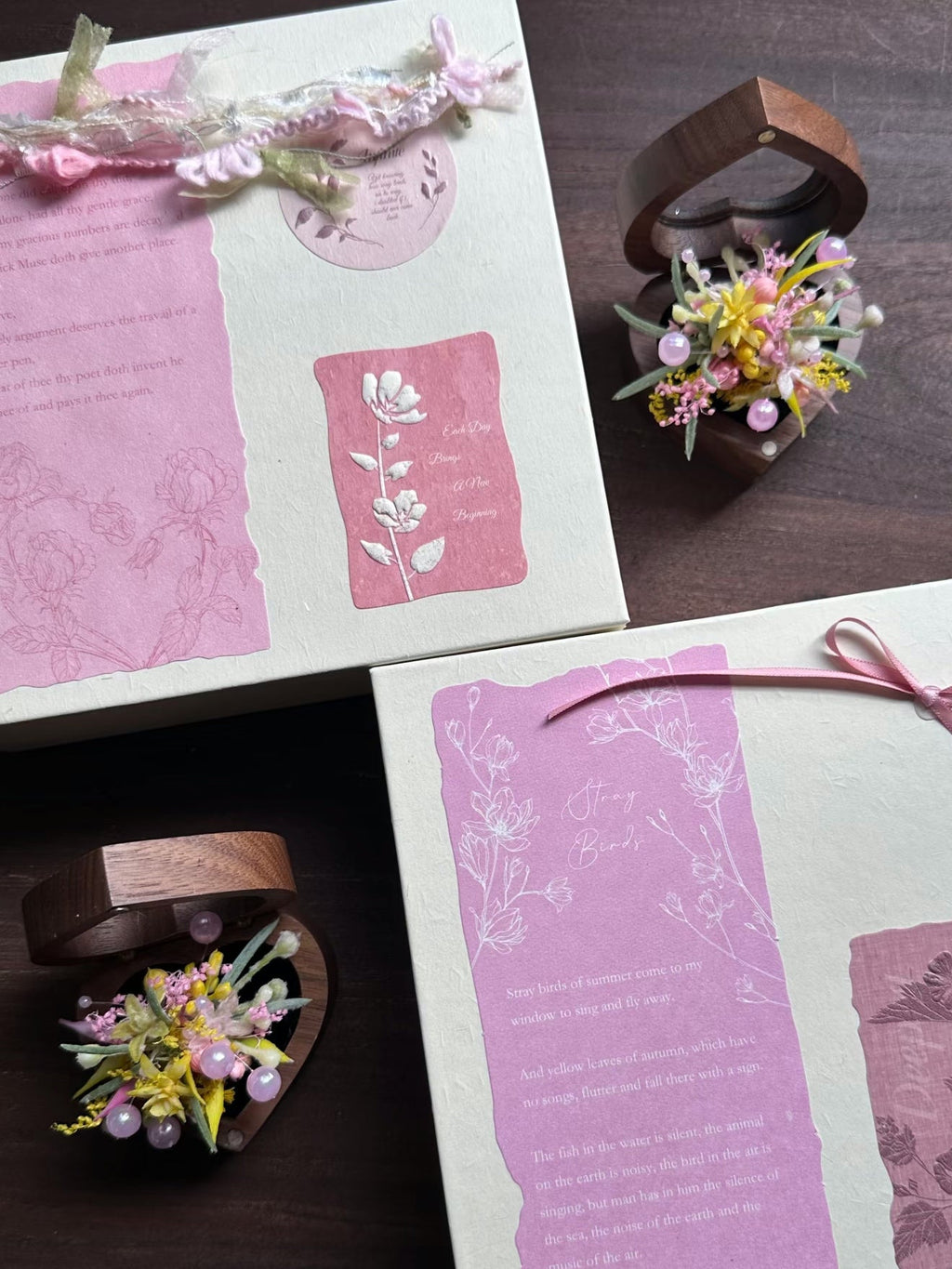 Handmade Preserved Flower Rings-Pink Dream