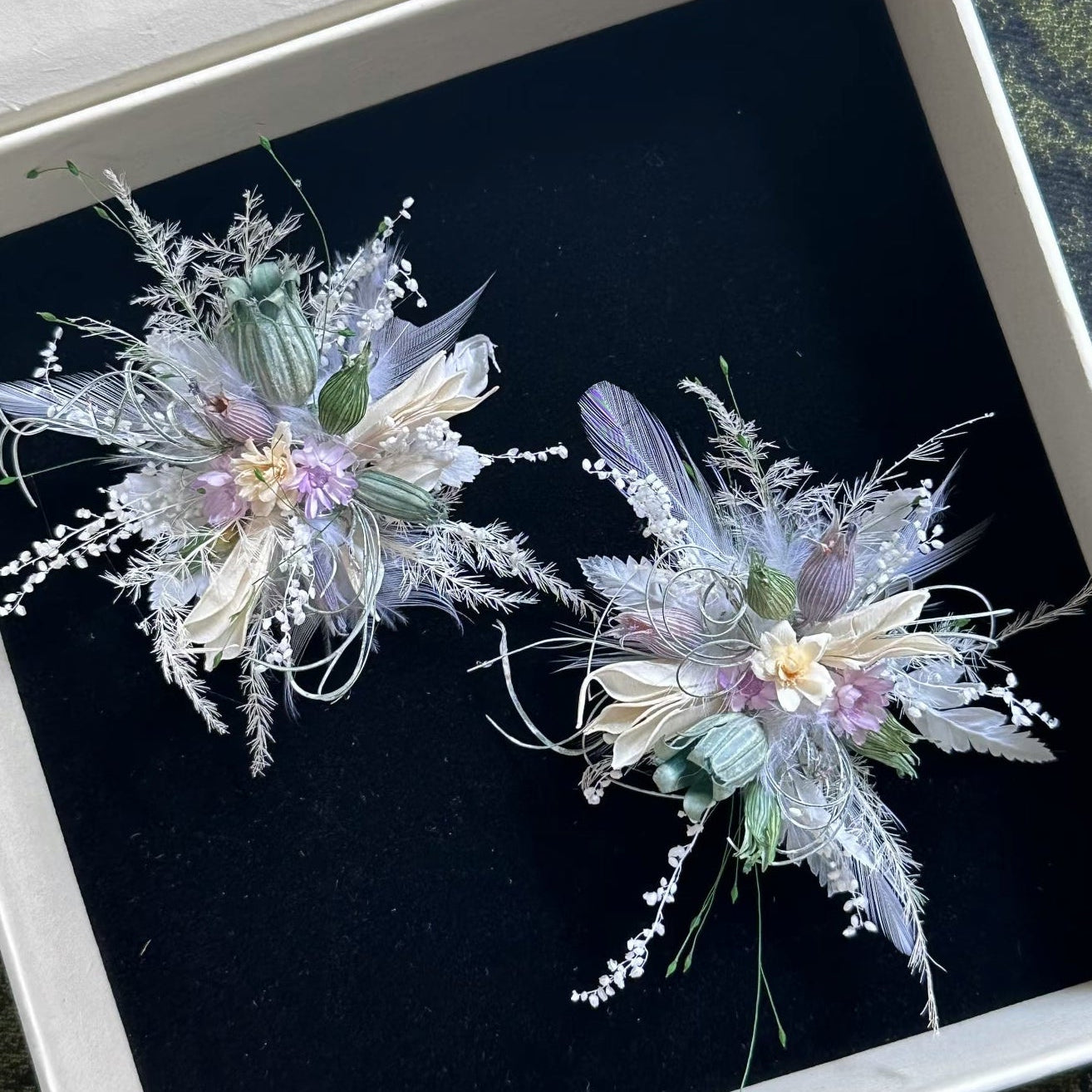 Handmade Preserved Flower Rings-Feather Bloom